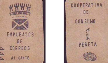 Vales de la cooperativa de consumo de Correos
