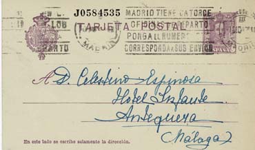 Una Tarjeta Entero Postal con información