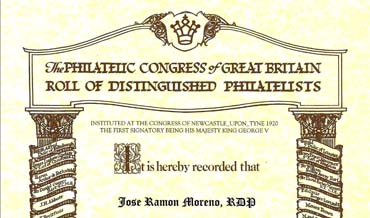 Jose R. Moreno, Roll of Distinguished Philatelists