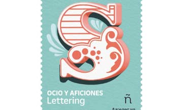Sello y tarjeta Postal:Ocio y Aficiones. Lettering